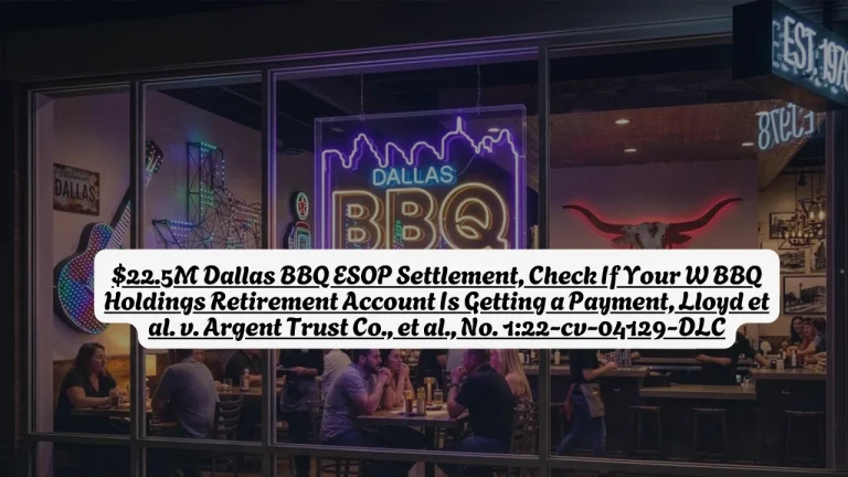 $22.5M Dallas BBQ ESOP Settlement, Check If Your W BBQ Holdings Retirement Account Is Getting a Payment, Lloyd et al. v. Argent Trust Co., et al., No. 1:22-cv-04129-DLC