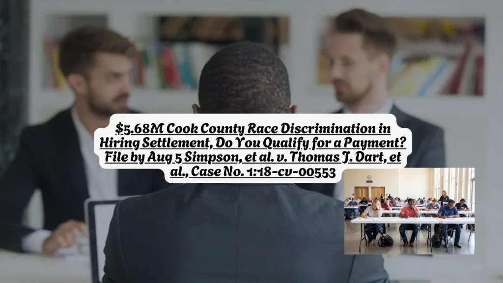 $5.68M Cook County Race Discrimination in Hiring Settlement, Do You Qualify for a Payment? File by Aug 5 Simpson, et al. v. Thomas J. Dart, et al., Case No. 1:18-cv-00553