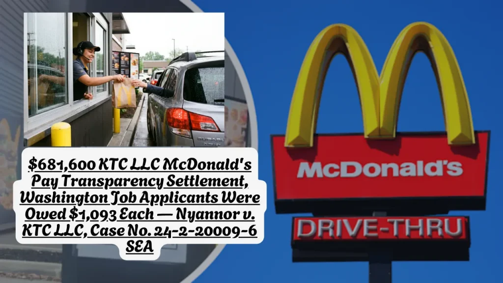 $681,600 KTC LLC McDonald's Pay Transparency Settlement, Washington Job Applicants Were Owed $1,093 Each — Nyannor v. KTC LLC, Case No. 24-2-20009-6 SEA