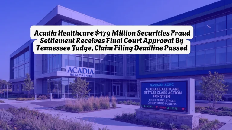 Acadia Healthcare $179 Million Securities Fraud Settlement Receives Final Court Approval By Tennessee Judge, Claim Filing Deadline Passed