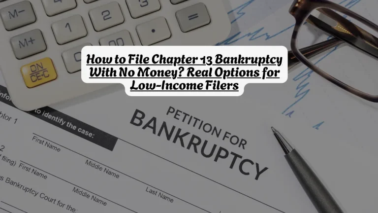 How to File Chapter 13 Bankruptcy With No Money? Real Options for Low-Income Filers