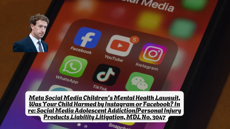 Meta Social Media Children's Mental Health Lawsuit, Was Your Child Harmed by Instagram or Facebook? In re: Social Media Adolescent Addiction/Personal Injury Products Liability Litigation, MDL No. 3047
