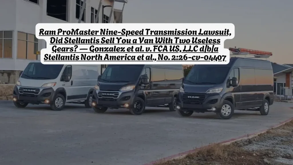 Ram ProMaster Nine-Speed Transmission Lawsuit, Did Stellantis Sell You a Van With Two Useless Gears? Gonzalez et al. v. FCA US, LLC d/b/a Stellantis North America et al., No. 2:26-cv-04407