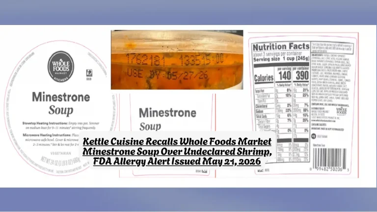 Kettle Cuisine Recalls Whole Foods Market Minestrone Soup Over Undeclared Shrimp, FDA Allergy Alert Issued May 21, 2026