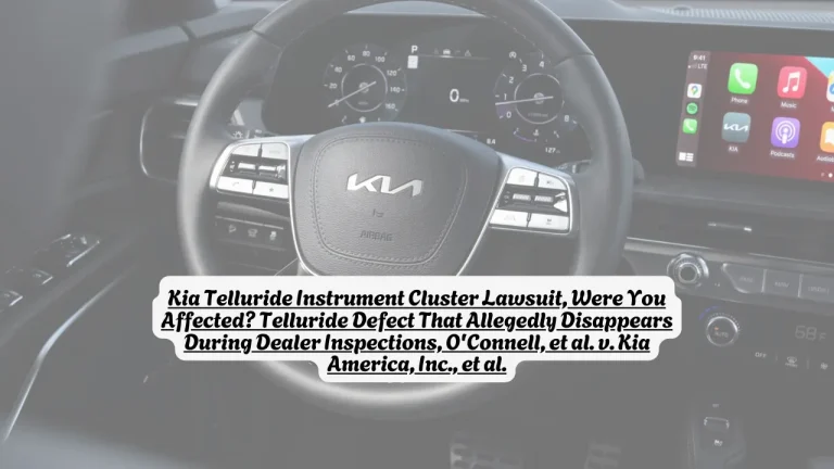Kia Telluride Instrument Cluster Lawsuit, Were You Affected? Telluride Defect That Allegedly Disappears During Dealer Inspections, O'Connell, et al. v. Kia America, Inc., et al.