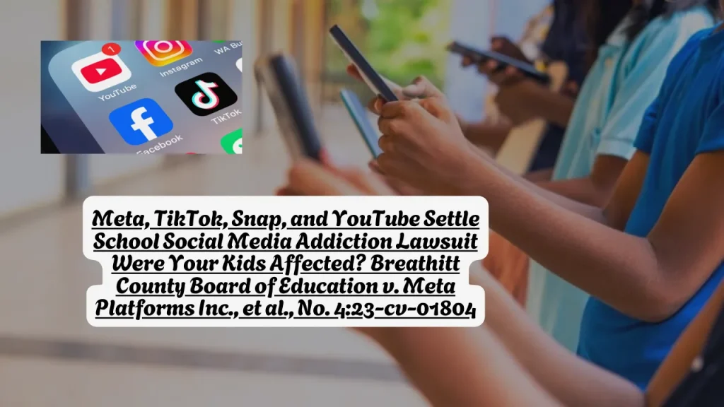 Meta, TikTok, Snap, and YouTube Settle School Social Media Addiction Lawsuit Were Your Kids Affected? Breathitt County Board of Education v. Meta Platforms Inc., et al., No. 4:23-cv-01804