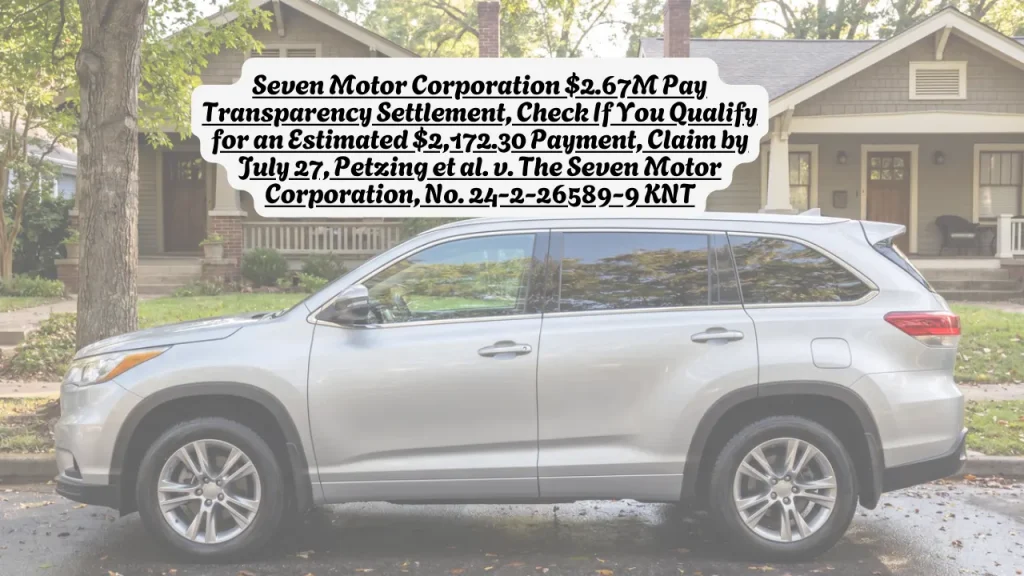 Seven Motor Corporation $2.67M Pay Transparency Settlement, Check If You Qualify for an Estimated $2,172.30 Payment, Claim by July 27, Petzing et al. v. The Seven Motor Corporation, No. 24-2-26589-9 KNT