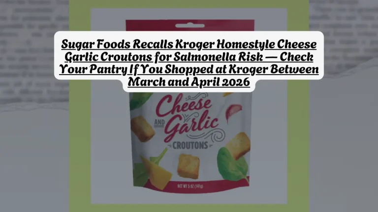 Sugar Foods Recalls Kroger Homestyle Cheese Garlic Croutons for Salmonella Risk — Check Your Pantry If You Shopped at Kroger Between March and April 2026