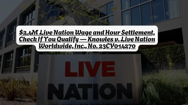 $2.4M Live Nation Wage and Hour Settlement, Check If You Qualify — Knowles v. Live Nation Worldwide, Inc., No. 23CV014270