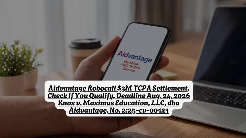 Aidvantage Robocall $3M TCPA Settlement, Check If You Qualify, Deadline Aug. 24, 2026 Knox v. Maximus Education, LLC, dba Aidvantage, No. 2 25-cv-00121