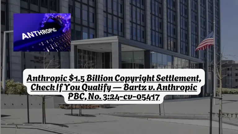 Anthropic $1.5 Billion Copyright Settlement, Check If You Qualify — Bartz v. Anthropic PBC, No. 3:24-cv-05417