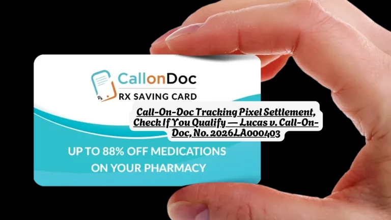 Call-On-Doc agreed to pay up to $1,800,000 over tracking pixels on its site. File by Aug. 29, 2026 to claim up to $20 — takes about five minutes.