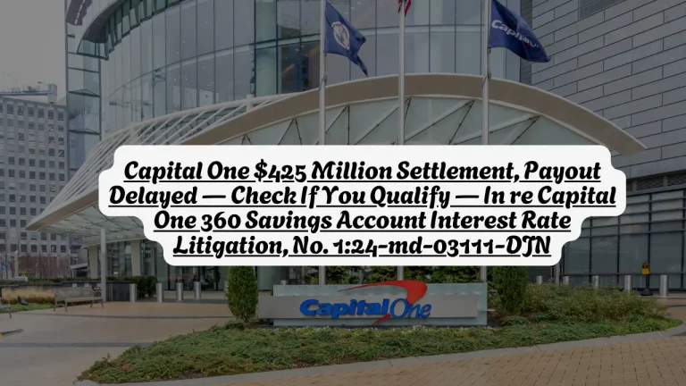 Capital One $425 Million Settlement, Payout Delayed — Check If You Qualify — In re Capital One 360 Savings Account Interest Rate Litigation, No. 1:24-md-03111-DJN