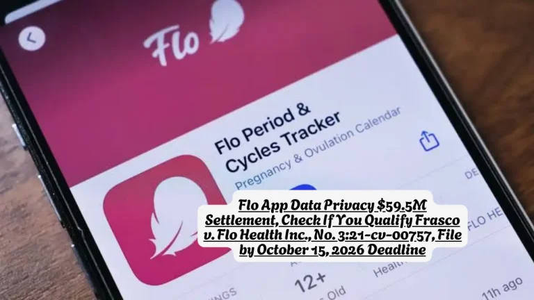 Flo App Data Privacy $59.5M Settlement, Check If You Qualify Frasco v. Flo Health Inc., No. 3 21-cv-00757, File by October 15, 2026 Deadline