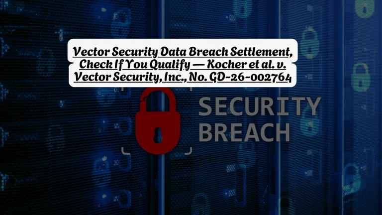 Vector Security Data Breach Settlement, Check If You Qualify — Kocher et al. v. Vector Security, Inc., No. GD-26-002764